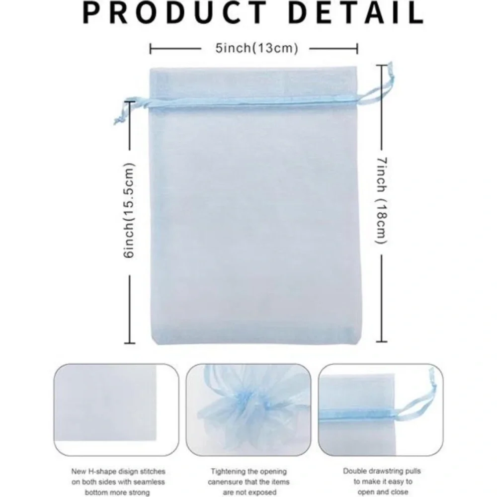 Blue Organza Favor Bags 11 Pack